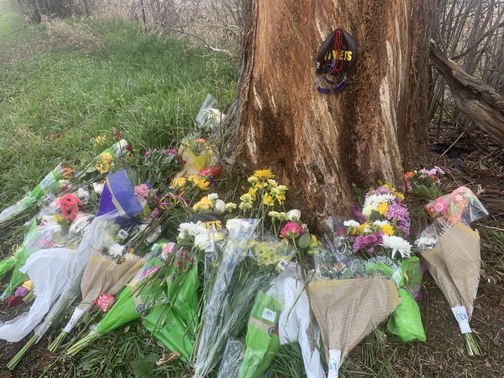 Flowers at accident scene